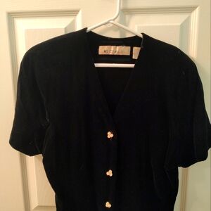 Vintage Ms. Chaus Black Crushed Velvet Style Dress Size 12